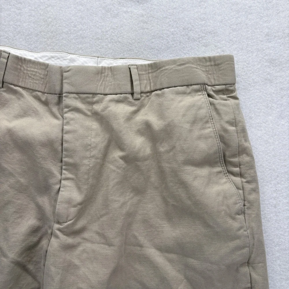 Banana Republic Chino Pants Mens 35x30 Beige Cotton Linen Flat Front Straight